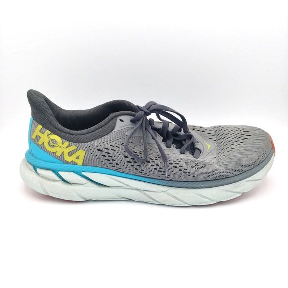 Hoka One One Clifton 7 Shoes Men's 8.5 US Gray Wild Dove Dark Shadow Run 1110508 - Picture 1 of 8